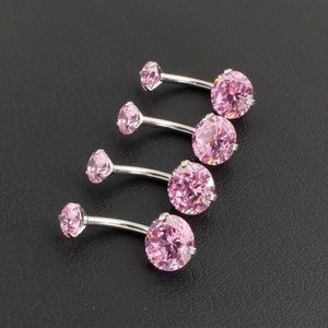 Hot-Pink Barbiecore Rhinestone Zircon Navel Ring - Belly Ring NIP
